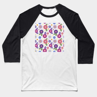 Decorative flowers on black Baseball T-Shirt